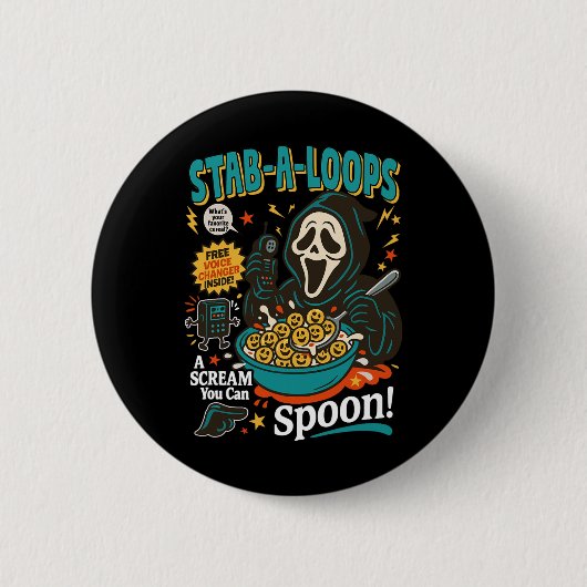 Stab-a-loops Horror Cereal Box Halloween Killer Br Button (Vorderseite)