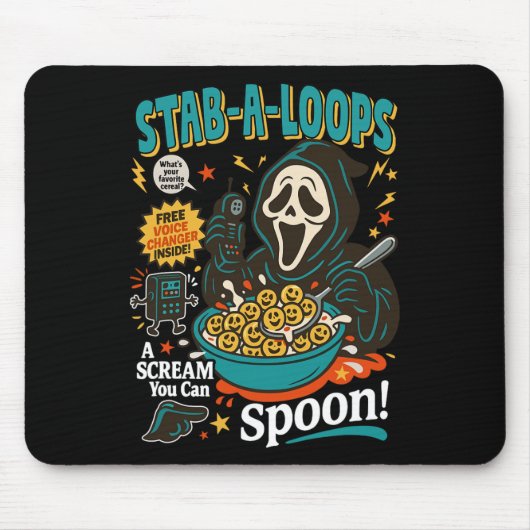 Stab-a-loops Horror Cereal Box Halloween Killer Br Mousepad (Vorne)