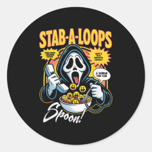 Stab-a-loops Horror Cereal Box Halloween Runder Aufkleber