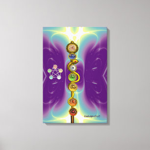 STAB DES ASKLEPIOS 7 CHAKREN, YOGA, SPIRITUELLE EN LEINWANDDRUCK