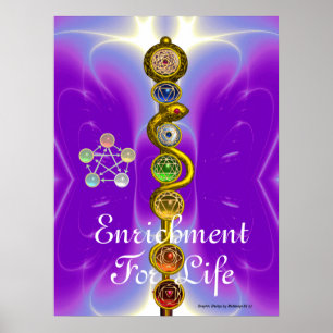 STAB DES ASKLEPIOS 7 CHAKREN, YOGA, SPIRITUELLE EN POSTER