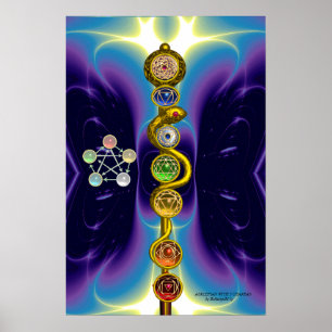 STAB DES ASKLEPIOS 7 CHAKREN, YOGA, SPIRITUELLE EN POSTER