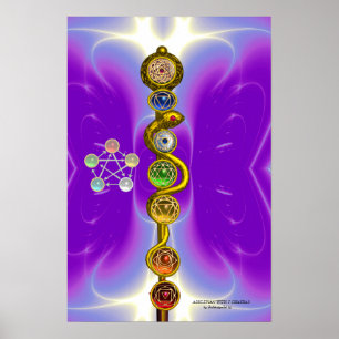 STAB DES ASKLEPIOS 7 CHAKREN, YOGA, SPIRITUELLE EN POSTER