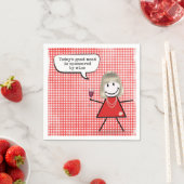 Stäbchen Mädchen Mit Weinglas Auf Gingham Serviette (Beispiel)