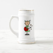 Stäbchenfigur-Bäcker mischt Teig Bierglas (Links)