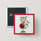 Stäbchenfigur-Bäcker mischt Teig Button (Vorne & Hinten)
