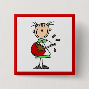 Stäbchenfigur-Bäcker mischt Teig Button
