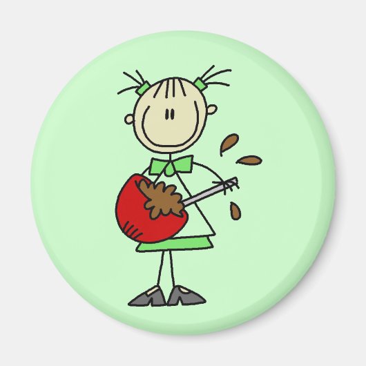 Stäbchenfigur-Bäcker mischt Teig Magnet (Vorne)
