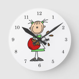 Stäbchenfigur-Bäcker mischt Teig Runde Wanduhr