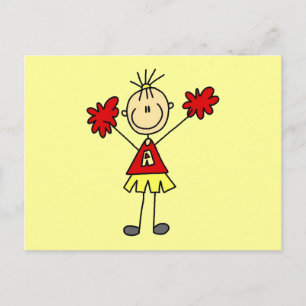 Stäbchenfigur Cheerleader - Rot und Gold Postkarte