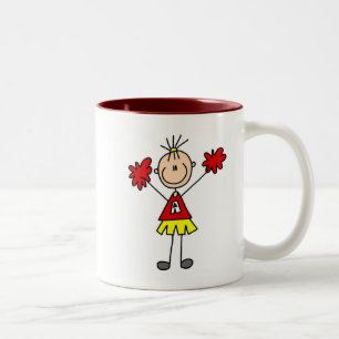 Stäbchenfigur Cheerleader - Rot und Gold Zweifarbige Tasse