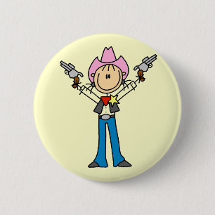 Stäbchenfigur Cowgirl Sheriff T-Shirts Button