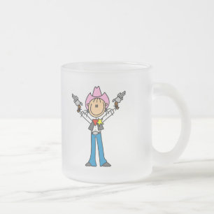 Stäbchenfigur Cowgirl Sheriff T-Shirts Mattglastasse
