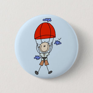 Stäbchenfigur Fallschirmspringer T-Shirts und Gesc Button
