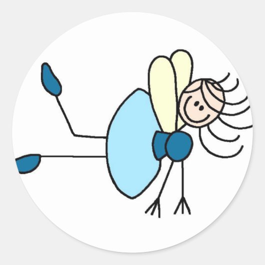 Stäbchenfigur Fee in Blau Aufkleber (Vorderseite)