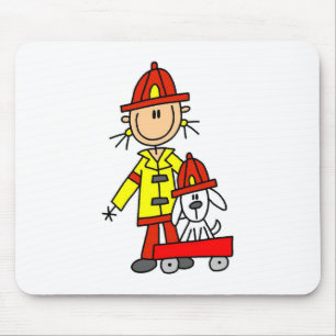 Stäbchenfigur Feuerwehrmann mit Dalmation Mauspad