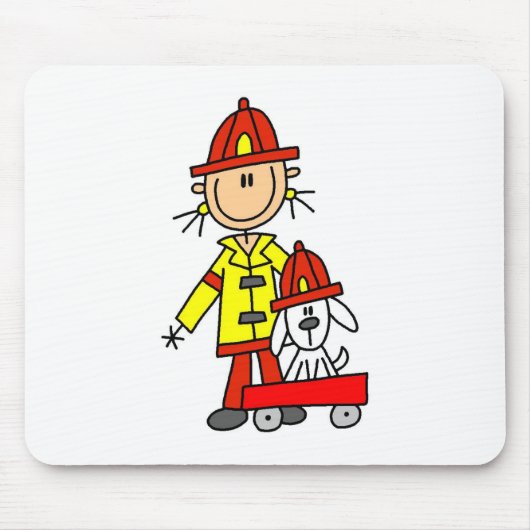 Stäbchenfigur Feuerwehrmann mit Dalmation Mauspad (Vorne)