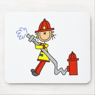 Stäbchenfigur Feuerwehrmann mit Schlauch-Mauspad Mousepad