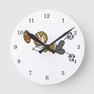 Stäbchenfigur-Fußball Gold Runde Wanduhr