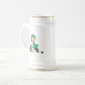 Stäbchenfigur-Fußball Grün Bierglas (Vorderseite Links)