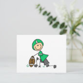 Stäbchenfigur-Fußball Grün Postkarte (Stehend Vorderseite)