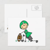 Stäbchenfigur-Fußball Grün Postkarte (Vorne/Hinten)