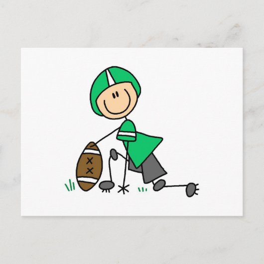 Stäbchenfigur-Fußball Grün Postkarte (Vorderseite)
