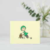 Stäbchenfigur-Fußball Grün Postkarte (Stehend Vorderseite)