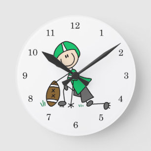 Stäbchenfigur-Fußball Grün Runde Wanduhr