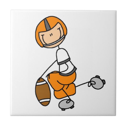 Stäbchenfigur-Fußball Orange Fliese (Vorderseite)