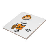 Stäbchenfigur-Fußball Orange Fliese (Seite)