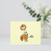 Stäbchenfigur-Fußball Orange Postkarte (Stehend Vorderseite)
