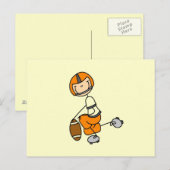 Stäbchenfigur-Fußball Orange Postkarte (Vorne/Hinten)