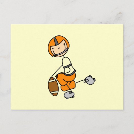 Stäbchenfigur-Fußball Orange Postkarte (Vorderseite)