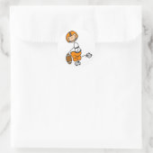 Stäbchenfigur-Fußball Orange Runder Aufkleber (Tasche)