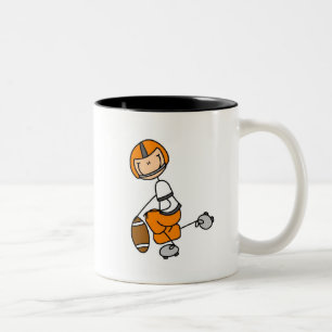 Stäbchenfigur-Fußball Orange Zweifarbige Tasse