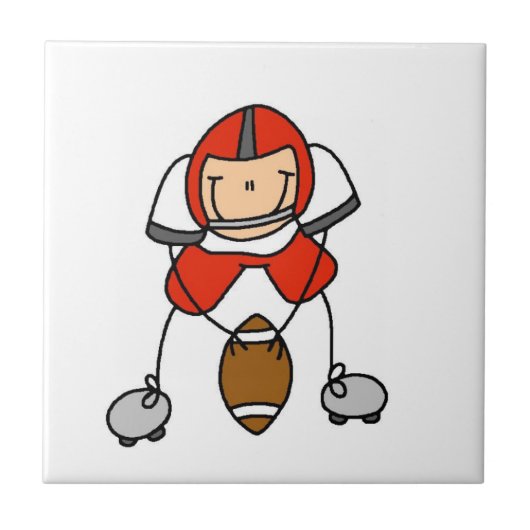 Stäbchenfigur Fußball Rot Fliese (Vorderseite)