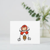 Stäbchenfigur Fußball Rot Postkarte (Stehend Vorderseite)
