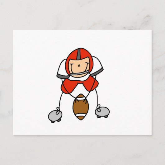 Stäbchenfigur Fußball Rot Postkarte (Vorderseite)