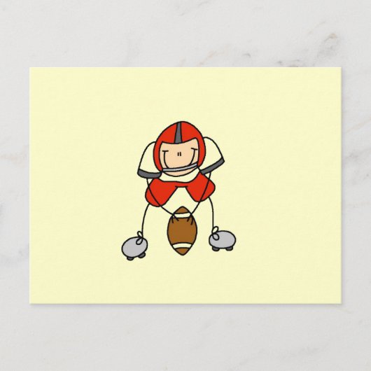 Stäbchenfigur Fußball Rot Postkarte (Vorderseite)