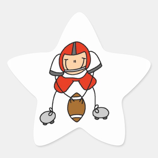 Stäbchenfigur-Fußball Rot Stern-Aufkleber (Vorderseite)