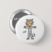 Stäbchenfigur in Katzencostüm Knopf Button (Vorne & Hinten)