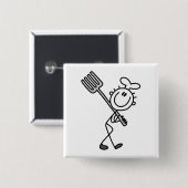 Stäbchenfigur-Koch mit Gabel Button (Vorne & Hinten)