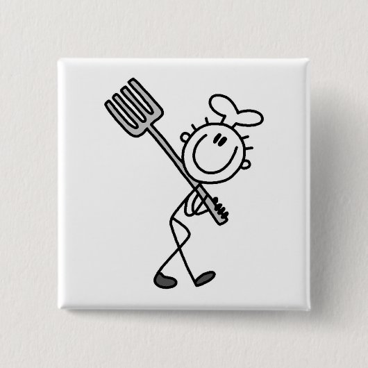 Stäbchenfigur-Koch mit Gabel Button (Vorderseite)