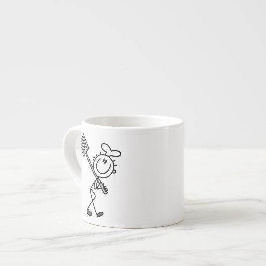 Stäbchenfigur-Koch mit Gabel Espressotasse (Vorderseite Links)