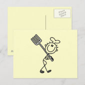 Stäbchenfigur-Koch mit Gabel Postkarte (Vorne/Hinten)