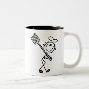 Stäbchenfigur-Koch mit Gabel Zweifarbige Tasse