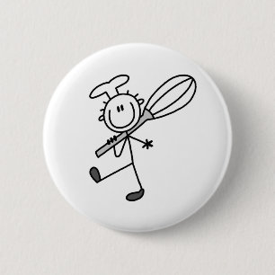 Stäbchenfigur-Koch mit Schneebesen Button