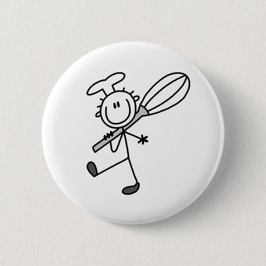 Stäbchenfigur-Koch mit Schneebesen Button (Vorderseite)