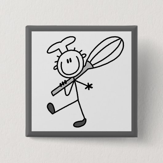 Stäbchenfigur-Koch mit Schneebesen Button (Vorderseite)